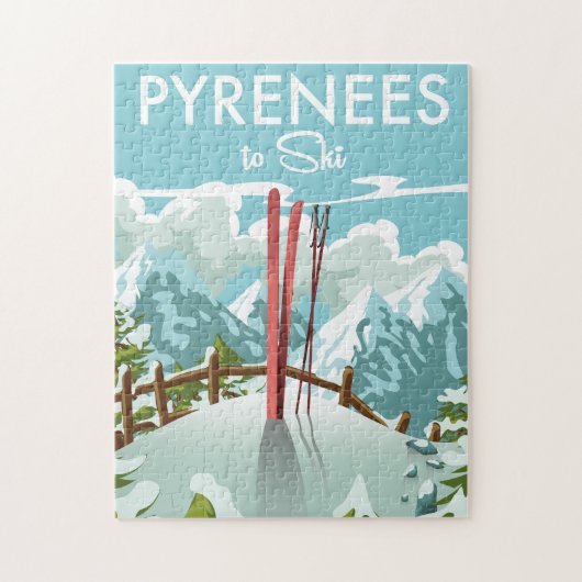 Pyreneeën om te skiën reisprint. legpuzzel (Verticaal)