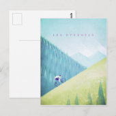 Pyreneeën Vintage Travel Poster - Art Briefkaart (Voorkant / Achterkant)