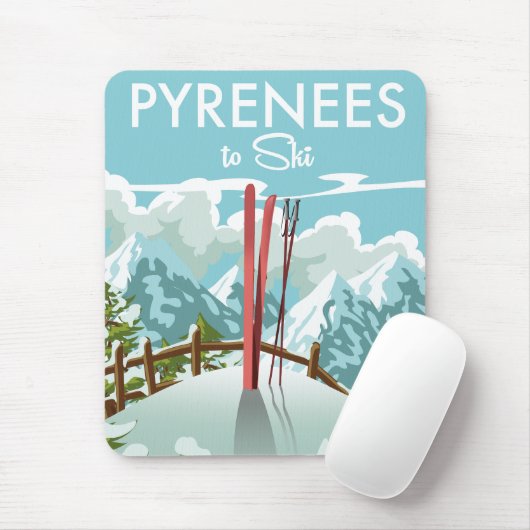 Pyreneeën voor skireisdruk. muismat (Met muis)