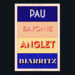 Pyrénées-Atlantiques Nouvelle Aquitaine Art Deco P Poster<br><div class="desc">Ontwerp van het poster van Nouvelle Aquitaine. Dit Poster met een tekenfilm van het Chic Art Deco is een soort sporten uit het zuidwesten van Frankrijk. Ideaal voor diegenen die van hun liefde voor deze regio willen shows. Van t-shirts tot huiswaren en accessoires, is er iets voor iedereen - dus...</div>