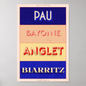 Pyrénées-Atlantiques Nouvelle Aquitaine Art Deco P Poster (Voorkant)