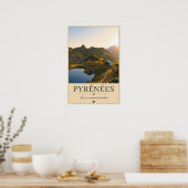 Pyrénées Frankrijk – Geïllustreerd meer landschap Poster (Keuken)
