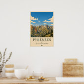 Pyrénées Frankrijk – Richels Geïllustreerd Landsch Poster (Keuken)