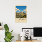 Pyrénées Frankrijk – Richels Geïllustreerd Landsch Poster (Thuiskantoor)