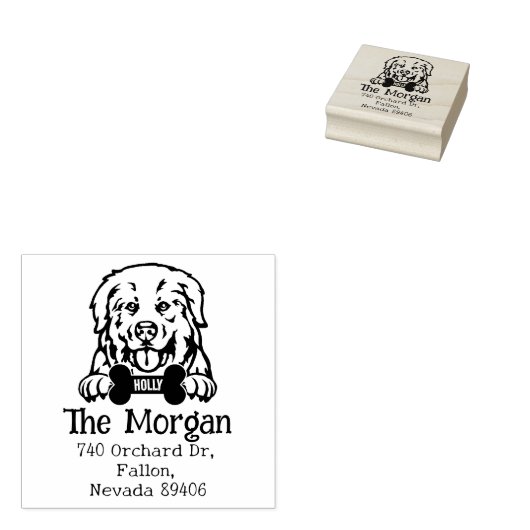 Pyrenees hond, retouradres, rubberstempel (Gestempeld)