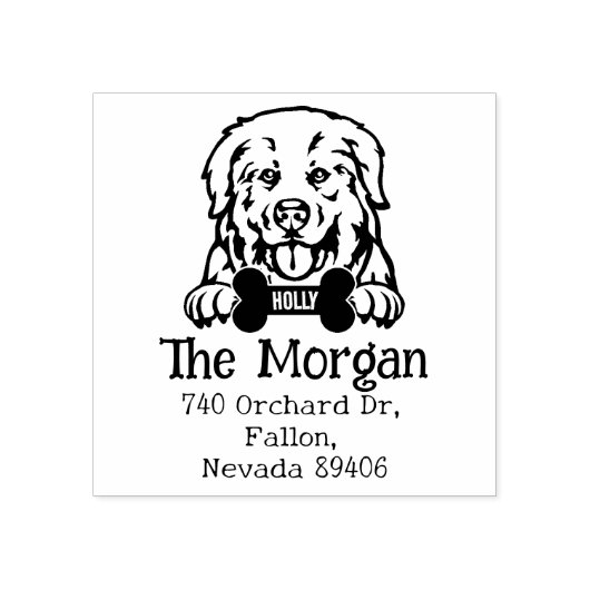 Pyrenees hond, retouradres, rubberstempel (Afrduk)