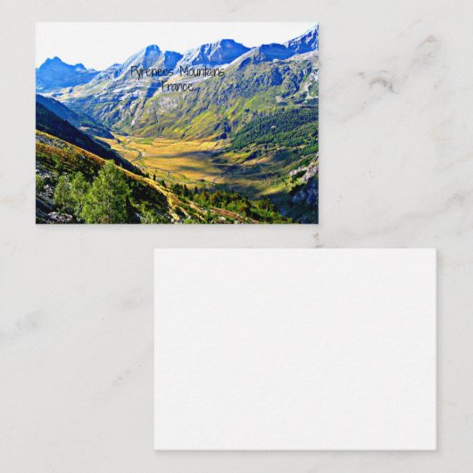 Pyrenees Mountains, Frankrijk Notitiekaartje (Voorkant / Achterkant)