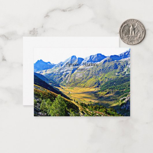 Pyrenees Mountains, Frankrijk Notitiekaartje (Voorkant / Achterkant in situ)