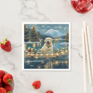 Pyreneese berghond Kerstmis Festive Reis Servet