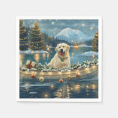 Pyreneese berghond Kerstmis Festive Reis Servet (Voorkant)