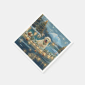 Pyreneese berghond Kerstmis Festive Reis Servet (Hoek)