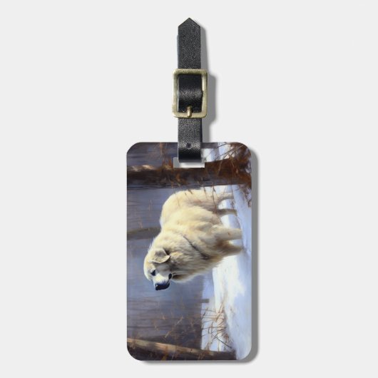 Pyreneese berghond Laat het sneeuwen Kerstmis Bagagelabel (Voorkant verticaal)