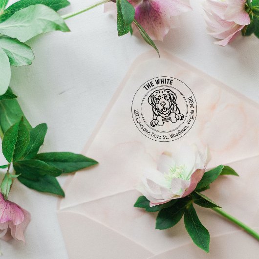 Pyreneese berghond retouradres rubberstempel