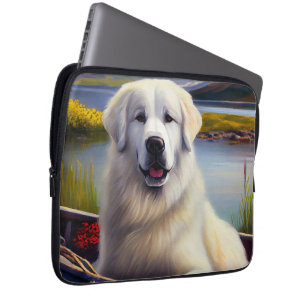 Pyreneese berghonden op een peddel: een landschapp laptop sleeve
