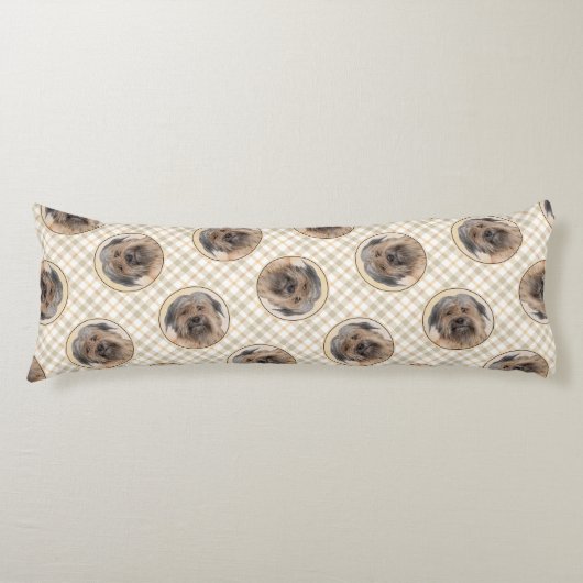 Pyreneese herder schilderij langharige fawn hond k lichaamskussen (Voorkant)