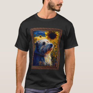 Pyrenese herder schilderij zonnebloem bloem mam wo t-shirt