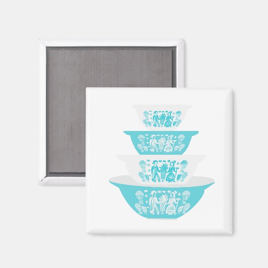  Pyrex Butterprint Nesting Bowls Magnet (Voorkant / Achterkant)