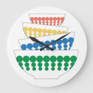 Pyrex kom geïnspireerd Mid Century Wall Clock Grote Klok