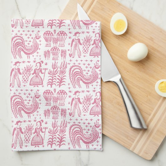  Pyrex Patroon - Amish Butterprint (Roze) Theedoek (Quarter Fold)