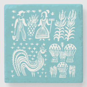  Pyrex Patroon - Butterprint (Amish Farmer) Stenen Onderzetter