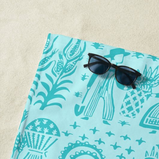  Pyrex Patroon - Butterprint Turquoise Blue Strandlaken (In situ)