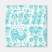  Pyrex Patroon - Butterprint (Turquoise) Magneet (Voorkant)