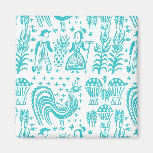  Pyrex Patroon - Butterprint (Turquoise) Magneet (Voorkant)