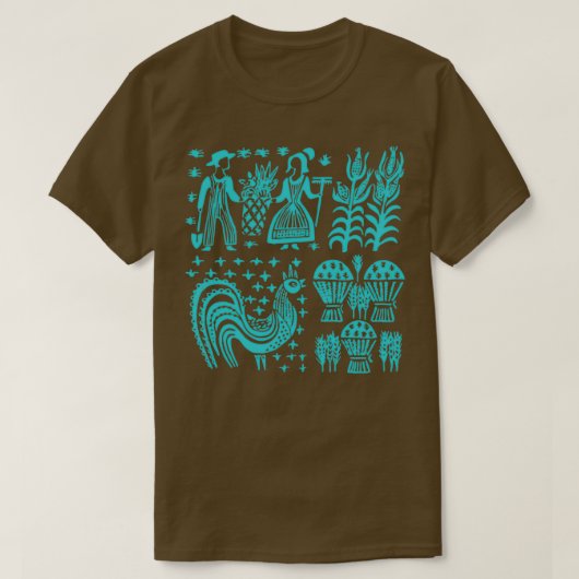  Pyrex Pattern ButterTurquoise Blue T-shirt (Design voorkant)