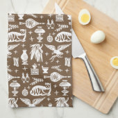 Pyrex Pattern - Early American Cat (White) Theedoek (Quarter Fold)