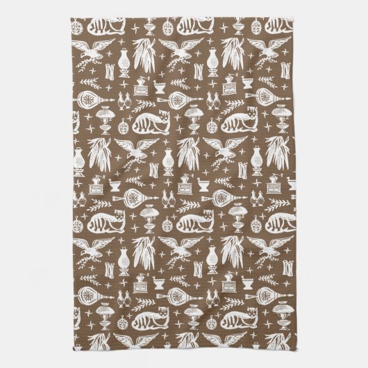  Pyrex Pattern - Early American Cat (White) Theedoek (Verticaal)