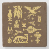  Pyrex Pattern - Early American (Gold) Stenen Onderzetter (Voorkant)