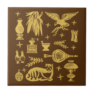 Pyrex Pattern - Early American (Gold) Tegeltje