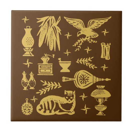 Pyrex Pattern - Early American (Gold) Tegeltje (Voorkant)