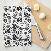 Pyrex Pattern - Gooseberry Black Theedoek (Quarter Fold)