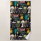  Pyrex Pattern - Mod Kitchen (kleuren van 1950) Strandlaken (Voorkant)