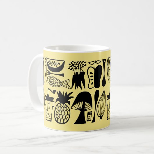 Pyrex Pattern - Mod Kitchen (zwart) Koffiemok (Voorkant links)