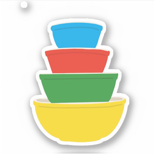 Pyrex Primaire Kleuren Mixing Bowl Sticker (Voorkant)