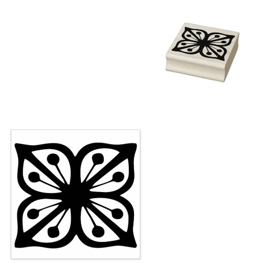  pyrexpatroon - Verde vierkante bloem Rubberstempel (Gestempeld)