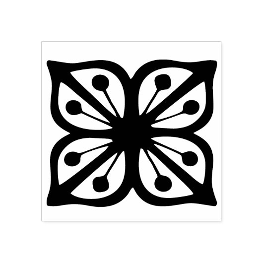  pyrexpatroon - Verde vierkante bloem Rubberstempel (Afrduk)