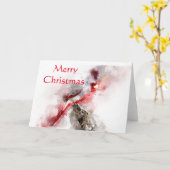 Pyrhuloxia waterverf Kerstmis Kaart (Gele Bloem)