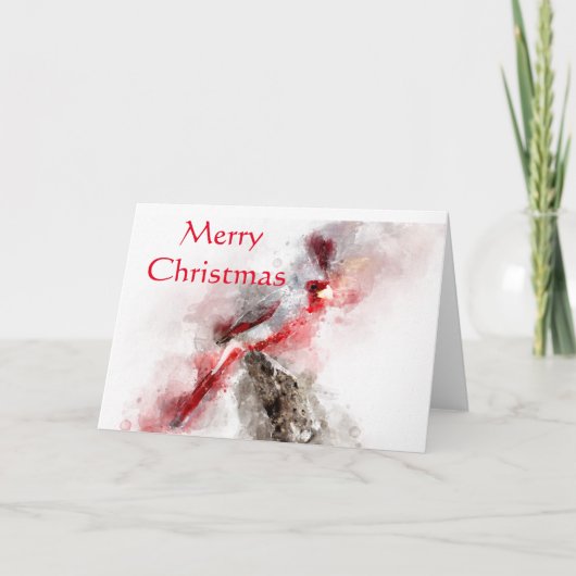 Pyrhuloxia waterverf Kerstmis Kaart (Voorkant)
