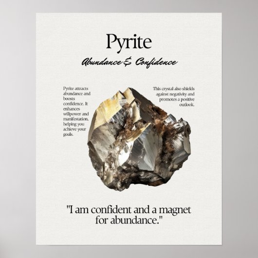 Pyriet Gem Crystal Betekenis Kaart Poster (Voorkant)