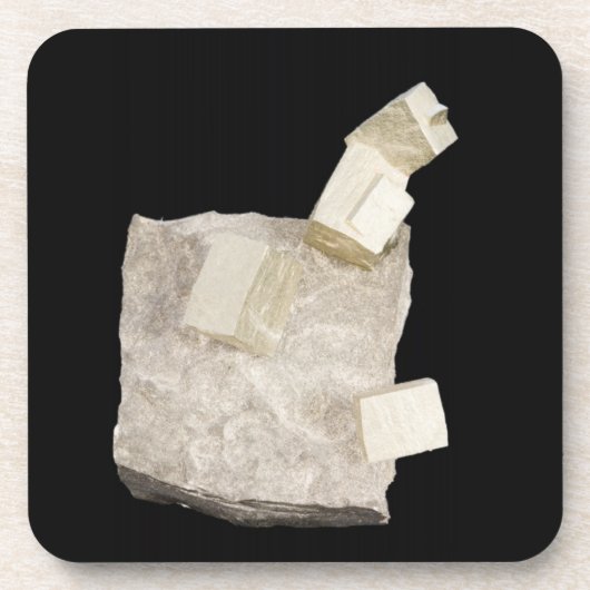 Pyriet kristallen in schalie drankjes onderzetter (Voorkant)