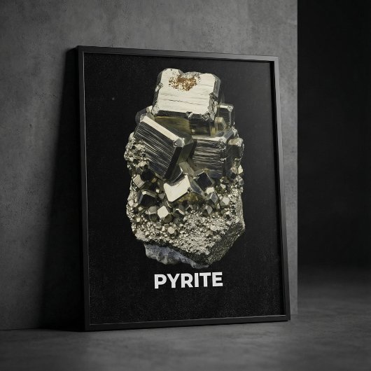 Pyrite Crystal Specimen Poster