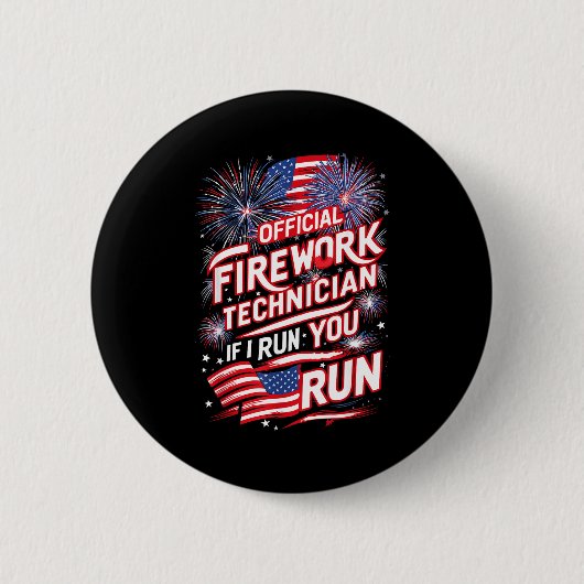 Pyro-technicus vuurwerk technicus 4 juli viering ronde button 5,7 cm (Voorkant)
