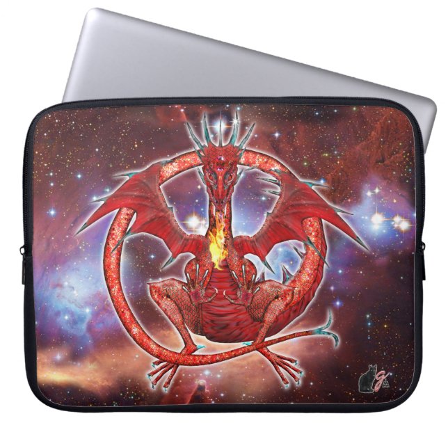 Pyrope Cosmic Dragon Laptop Sleeve (Voorkant)