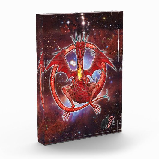 Pyrope Kosmische Draak Acryl Blok (Links)