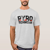 PyroTechnician t shirt with burning flames (Voorkant)