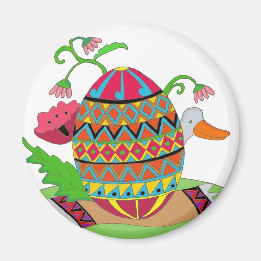 Pysanka en eend Oekraïense volkskunst Magneet (Voorkant)