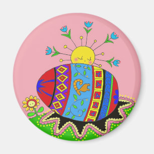 Pysanka en Sun Ukraine Folk Art Magneet